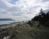 Ocean view from park bench on Denman Island at Fillongley Provincial Park